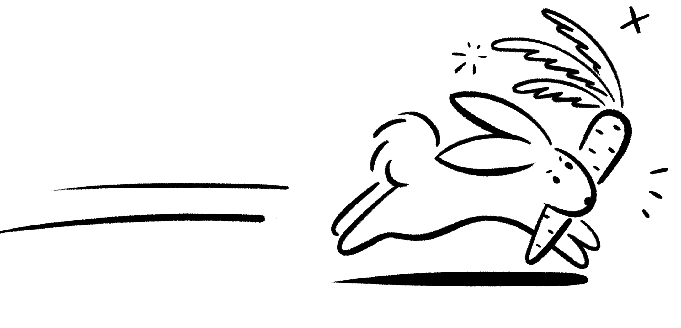 Rabbit running with carrot in mouth